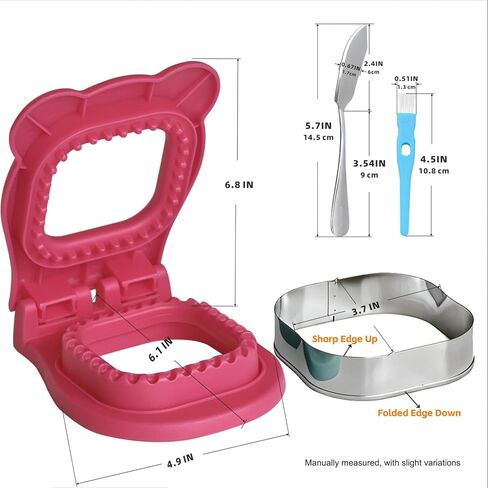Square Sandwich Cutter and Sealer, Pocket PBJ/Sandwich Maker(3.7"Cutting Diameter)- BPA-Free & Dishwasher Safe, Kid-Friendly for Breakfast/Lunchboxes, Easy-to-Use for Boys & Girls in Kuwait