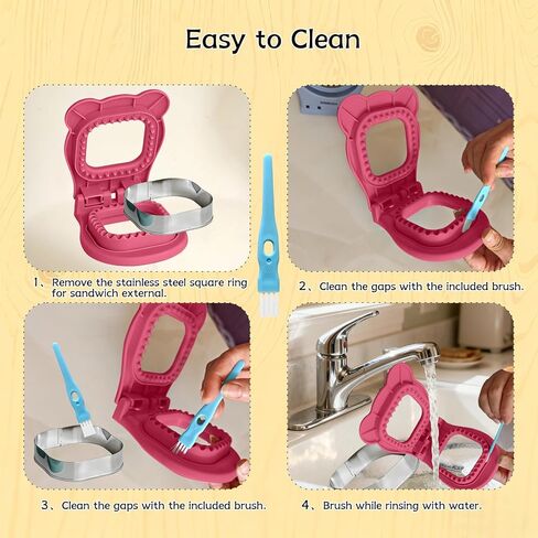 Square Sandwich Cutter and Sealer, Pocket PBJ/Sandwich Maker(3.7"Cutting Diameter)- BPA-Free & Dishwasher Safe, Kid-Friendly for Breakfast/Lunchboxes, Easy-to-Use for Boys & Girls in Kuwait