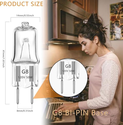 لمبة إضاءة هالوجين لفرن الميكروويف GE، غطاء ميكروويف فوق نطاق الموقد، مصباح إضاءة ليلي/موقد لميكروويف GE، يستبدل WB08X10057 WB08X10051، 4 عبوات in Kuwait