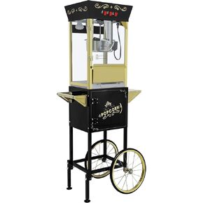 ماكينة صنع الفشار بسعة 8 أونصة مع عربة (أحمر) - صانع الفشار العتيق - تحكم مزدوج في المفتاح، تصنع 20-30 كوبًا لليالي الأفلام والمسرح المنزلي والحفلات والمطاعم in Kuwait