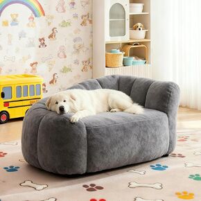 Dog Sofa Couch for Extra Large Medium Dogs, 51" Memory Foam Pets Sofa with Faux Fur Fabric Grey in Saudi Arabia