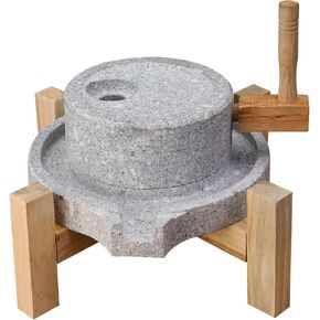 Artisanal Natural Stone Grain Mill (Solid Wood Base) - Household Grinder for Wheat/Spices & Coffee Beans, Ideal for Breads & Tortillas (9.84x13.8Inches) in Saudi Arabia