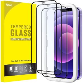 JETech Full Coverage Screen Protector for iPhone 15 Pro Max 6.7-Inch, Black Edge Tempered Glass Film with Easy Installation Tool, Case-Friendly, HD Clear, 3-Pack in Kuwait