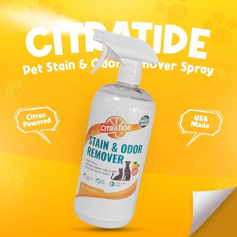 Pet Stain & Odor Remover Spray – Citrus Powered, Non-Toxic, Safe for Pets & Kids, Multi-Surface Cleaner for Carpet, Upholstery, Hardwood & More – USA Made Odor Eliminator in Saudi Arabia