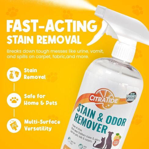 Pet Stain & Odor Remover Spray – Citrus Powered, Non-Toxic, Safe for Pets & Kids, Multi-Surface Cleaner for Carpet, Upholstery, Hardwood & More – USA Made Odor Eliminator in Saudi Arabia