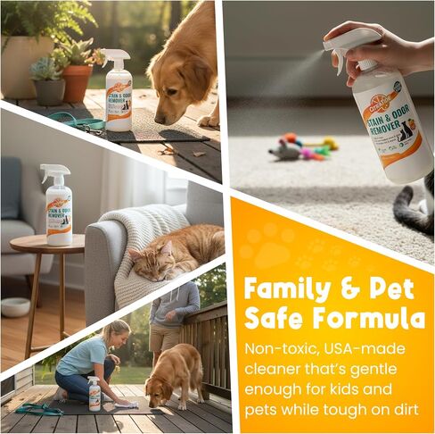 Pet Stain & Odor Remover Spray – Citrus Powered, Non-Toxic, Safe for Pets & Kids, Multi-Surface Cleaner for Carpet, Upholstery, Hardwood & More – USA Made Odor Eliminator in Saudi Arabia