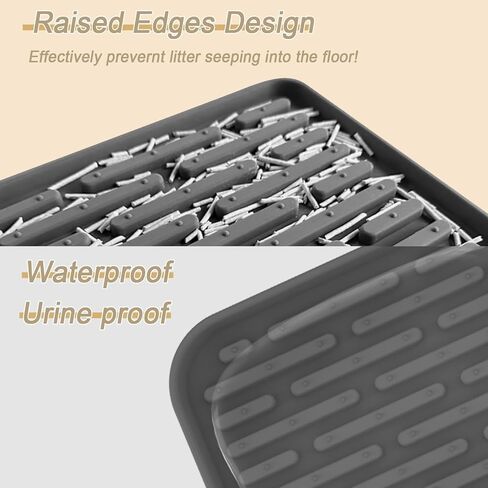 بساط فضلات القطط من السيليكون مقاس XXL، مقاس 40 بوصة × 30 بوصة (100 سم × 75 سم) بساط صندوق فضلات إضافي للأرضيات، بساط محاصرة فضلات غير قابل للانزلاق لمنع التتبع، بساط سهل التنظيف لصيد فضلات القطط، متين، أسود in Kuwait