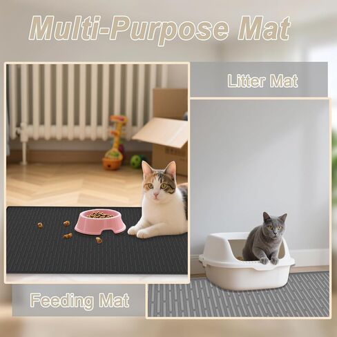 بساط فضلات القطط من السيليكون مقاس XXL، مقاس 40 بوصة × 30 بوصة (100 سم × 75 سم) بساط صندوق فضلات إضافي للأرضيات، بساط محاصرة فضلات غير قابل للانزلاق لمنع التتبع، بساط سهل التنظيف لصيد فضلات القطط، متين، أسود in Kuwait