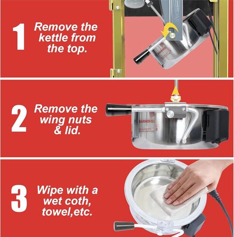 ماكينة صنع الفشار بسعة 8 أونصة مع عربة (أحمر) - صانع الفشار العتيق - تحكم مزدوج في المفتاح، تصنع 20-30 كوبًا لليالي الأفلام والمسرح المنزلي والحفلات والمطاعم in Kuwait