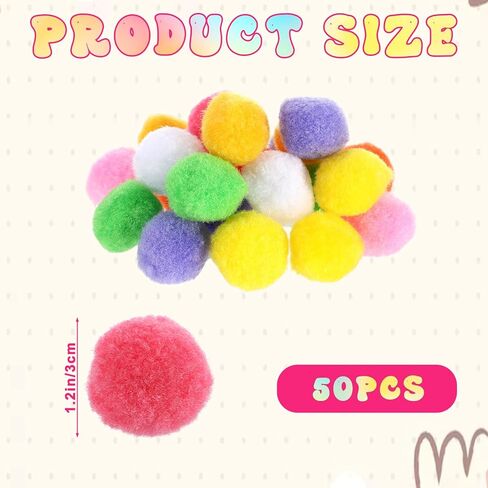 50 قطعة من كرات بوم بوم للقطط، كرات لعبة تفاعلية خفيفة الوزن ومتنوعة الألوان، كرات لعبة غامضة من القطيفة للقطط الداخلية، ألوان متنوعة لتمرين لعب القطط، 0.9 بوصة in Kuwait