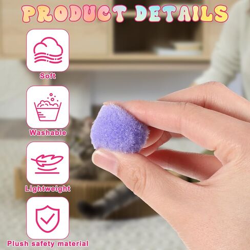 50 قطعة من كرات بوم بوم للقطط، كرات لعبة تفاعلية خفيفة الوزن ومتنوعة الألوان، كرات لعبة غامضة من القطيفة للقطط الداخلية، ألوان متنوعة لتمرين لعب القطط، 0.9 بوصة in Kuwait