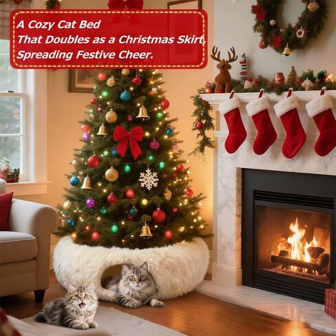 Cat Tunnel with Cat Bed for Indoor Cats，3-in-1 Christmas Tree Cat Donut Bed, Soft Plush Pet Tunnel Bed with Washable Cushion, Washable Pet Bed for Cats Kittens Rabbits, Xmas Decoration in Saudi Arabia