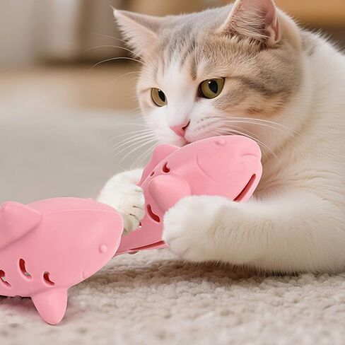 33 Pcs Cat Toys Silicone Shark Chew Toys for Teething Kittens & 100% Natural Silvervine Sticks - Dental Health Chews, Catnip Alternative for Boredom Relief, Interactive Treat Dispenser Puzzle Feeder in Saudi Arabia