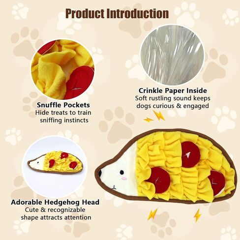 Hedgehog Snuffle Mat for Dogs and Cats – Nosework Puzzle Toy for Small Medium Pets, Crinkle Treat Dispenser Toy, Interactive Enrichment Plush for Mental Stimulation and Slow Feeding in Saudi Arabia