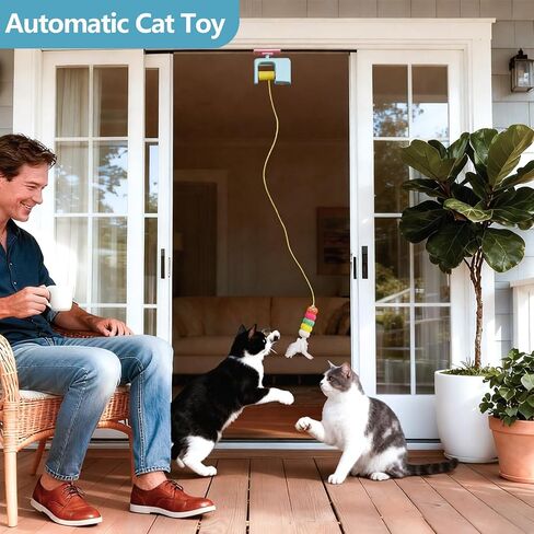 Interactive Cat Toys for Indoor Cats,Hanging Electric Automatic Retractable Kitty Toys Detachable with 2 Caterpillar for Bored Cats in Saudi Arabia