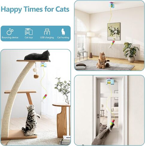 Interactive Cat Toys for Indoor Cats,Hanging Electric Automatic Retractable Kitty Toys Detachable with 2 Caterpillar for Bored Cats in Saudi Arabia