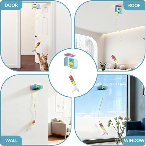 Interactive Cat Toys for Indoor Cats,Hanging Electric Automatic Retractable Kitty Toys Detachable with 2 Caterpillar for Bored Cats in Saudi Arabia