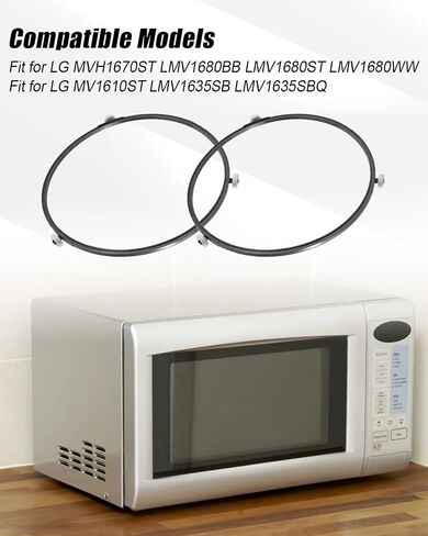 حلقة دعم دوارة للميكروويف تناسب LG MVH1670ST LMV1680BB صينية زجاجية دوارة لفرن الميكروويف الإلكتروني، استبدل 5889W2A012D 5889W2A012F 5889W2A012P، 9.5 بوصة قطعتان in Kuwait