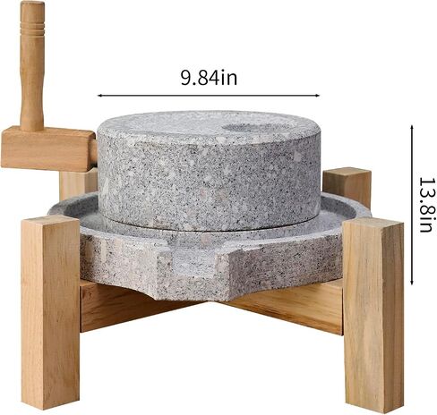 Artisanal Natural Stone Grain Mill (Solid Wood Base) - Household Grinder for Wheat/Spices & Coffee Beans, Ideal for Breads & Tortillas (9.84x13.8Inches) in Saudi Arabia