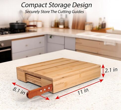 قطاعة خبز الخيزران للخبز المنزلي - فتحة سكين مدمجة، وحجرة تخزين الفتات - قابلة للتعديل بعرض إضافي وعالي للعجين المخمر - تتضمن شفرة سكين طويلة 12 بوصة in Kuwait