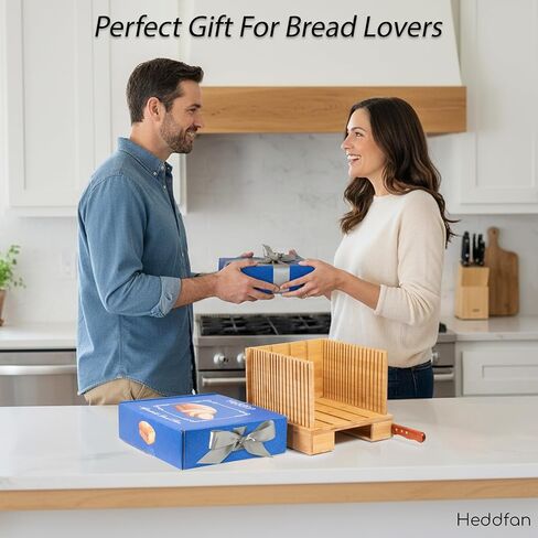 قطاعة خبز الخيزران للخبز المنزلي - فتحة سكين مدمجة، وحجرة تخزين الفتات - قابلة للتعديل بعرض إضافي وعالي للعجين المخمر - تتضمن شفرة سكين طويلة 12 بوصة in Kuwait