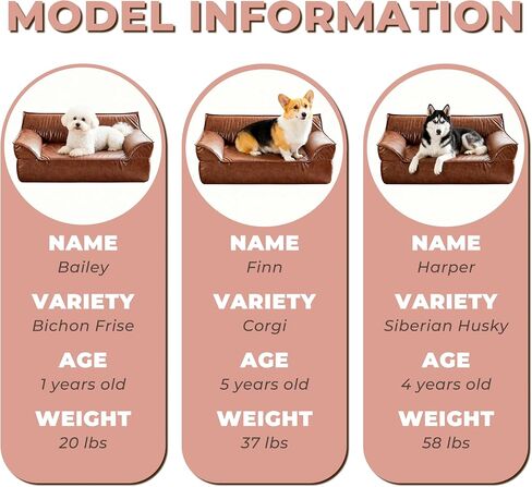 Brown Leather Dog Couch Bed for Medium Small Dogs Under 50 lbs, 31.5 Inch Mid-Century Modern Luxury Elevated Dog Sofa Indoor, Furniture Style Vintage Raised Pet Sofa Bed (Medium) in Saudi Arabia