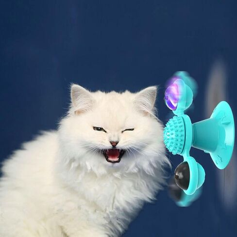 Interactive Windmill Cat Toys with Catnip : Cat Toys for Indoor Cats Funny Kitten Toys with LED Light Ball Suction Cup‖Cat Nip Toy for Cat chew Exercise in Saudi Arabia
