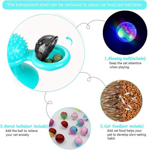 Interactive Windmill Cat Toys with Catnip : Cat Toys for Indoor Cats Funny Kitten Toys with LED Light Ball Suction Cup‖Cat Nip Toy for Cat chew Exercise in Saudi Arabia
