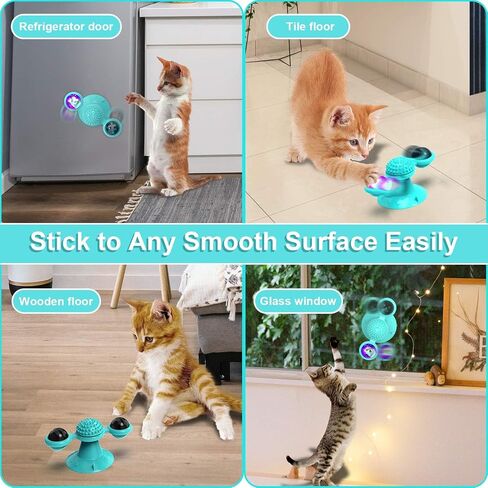 Interactive Windmill Cat Toys with Catnip : Cat Toys for Indoor Cats Funny Kitten Toys with LED Light Ball Suction Cup‖Cat Nip Toy for Cat chew Exercise in Saudi Arabia