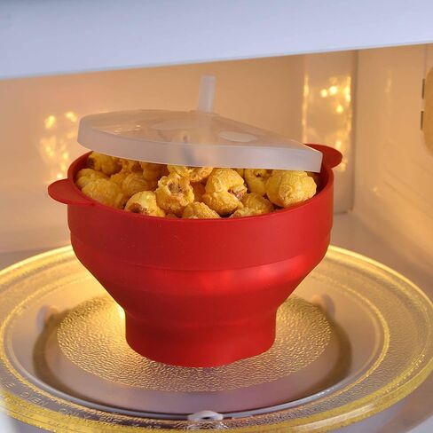 Silicone Popcorn Maker, Microwave Popcorn Popper, Collapsible Microwave Popcorn Maker Bowl, No Oil Required, Easy to Clean, Dishwasher Safe-Red in Saudi Arabia