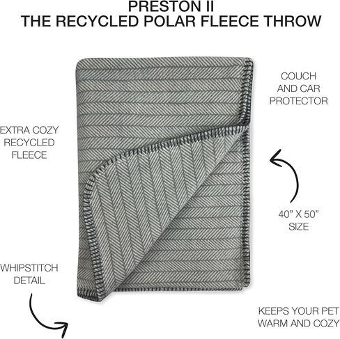 بريستون II - غطاء من الصوف القطبي، بطانية من الصوف القطبي المعاد تدويره فائقة النعومة للكلاب، معطف للأريكة، واقي للسيارة للكلاب الصغيرة والمتوسطة والكبيرة - 40 بوصة × 50 بوصة، رمادي متعرج، مقاس واحد in Kuwait