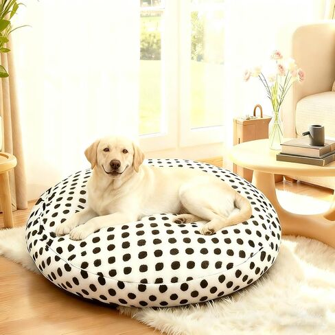 Washable Dog Bed Covers Round Replacement Dog Bed Covers, Waterproof Sofa Cover with Dot Print Design for Medium & Large Pet Beds, Cover Only (Dark Gray, 45 * 45 * 11in) in Saudi Arabia