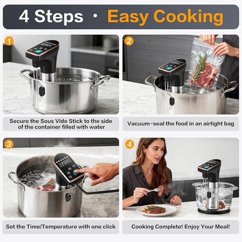 آلات طهي دقيقة Sous Vide بقدرة 1300 واط، جهاز غمر مقاوم للماء بدرجة IPX7، محرك جديد هادئ بدون فرش، 6 إعدادات مسبقة بلمسة واحدة، وجبات ذواقة بدون جهد in Saudi Arabia