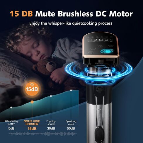 آلات طهي دقيقة Sous Vide بقدرة 1300 واط، جهاز غمر مقاوم للماء بدرجة IPX7، محرك جديد هادئ بدون فرش، 6 إعدادات مسبقة بلمسة واحدة، وجبات ذواقة بدون جهد in Saudi Arabia
