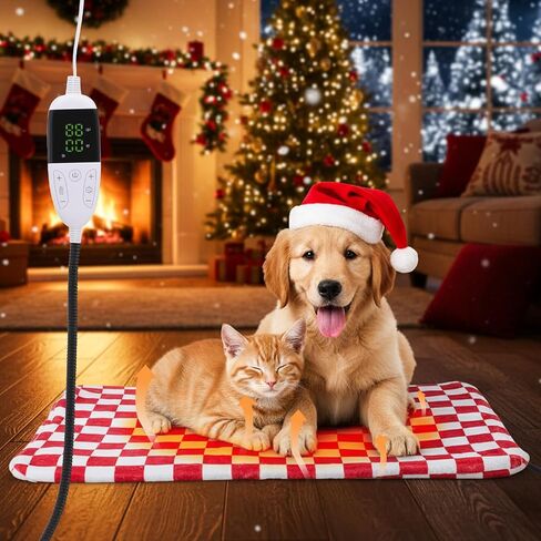 Dog and Cat Heating Pad, 12 Adjustable Temperature & Timer with Chew Resistant Cord, Indoor Pet Heated Bed Mat for Cats and Dogs (Black, 35.4x23.6in) in Saudi Arabia