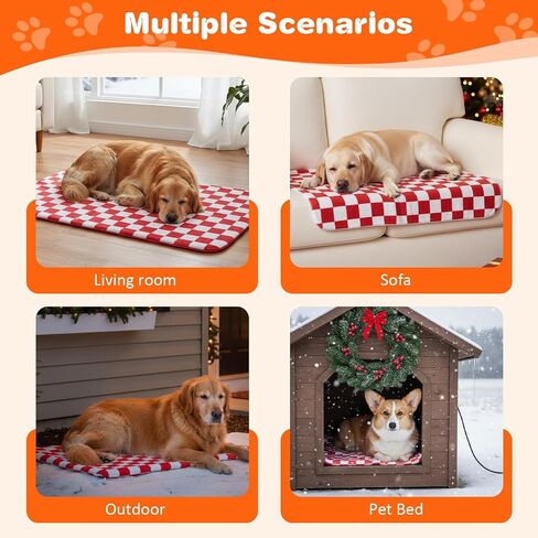 Dog and Cat Heating Pad, 12 Adjustable Temperature & Timer with Chew Resistant Cord, Indoor Pet Heated Bed Mat for Cats and Dogs (Black, 35.4x23.6in) in Saudi Arabia