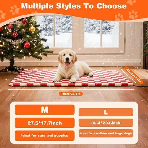 Dog and Cat Heating Pad, 12 Adjustable Temperature & Timer with Chew Resistant Cord, Indoor Pet Heated Bed Mat for Cats and Dogs (Black, 35.4x23.6in) in Saudi Arabia