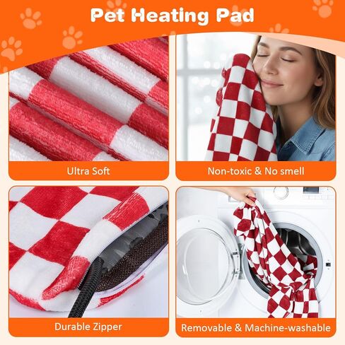 Dog and Cat Heating Pad, 12 Adjustable Temperature & Timer with Chew Resistant Cord, Indoor Pet Heated Bed Mat for Cats and Dogs (Black, 35.4x23.6in) in Saudi Arabia