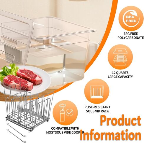 26 Quart Sous Vide Containers with Lid Compatible with Wancle Anova Nano AN500-US00 Pro 3.0 Mini Joule,most Instant Pot Sous Vide Cooker,BPA Free (Container with lid, 26 QT) in Saudi Arabia