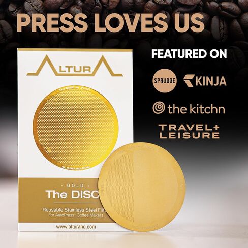 فلتر ALTURA من الفولاذ المقاوم للصدأ على شكل قرص لماكينات صنع القهوة AeroPress - بديل الفلتر المعدني القابل لإعادة الاستخدام للحصول على نكهة غنية والسفر والتخمير الصديق للبيئة in Kuwait