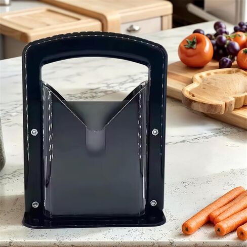Bagel Slicer, Perfect for Bagels Guillotine Universal Slicer, Bagel Cutter Stainless Steel Kitchen Tool, Safe Grip, Safety Shield (Black) in Saudi Arabia
