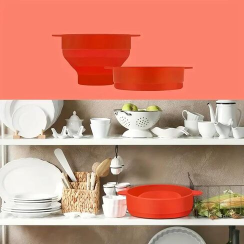1PC Family Size Microwave Popcorn Maker - BPA-Free Silicone Popper Bowl with Lid, Collapsible & Dishwasher Safe – Ideal for Movie Nights, Family Gatherings, and Gift for Movie Lovers - RED (Red) in Saudi Arabia