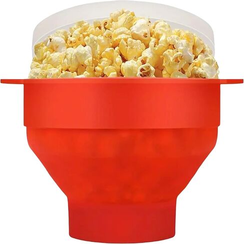 1PC Family Size Microwave Popcorn Maker - BPA-Free Silicone Popper Bowl with Lid, Collapsible & Dishwasher Safe – Ideal for Movie Nights, Family Gatherings, and Gift for Movie Lovers - RED (Red) in Saudi Arabia