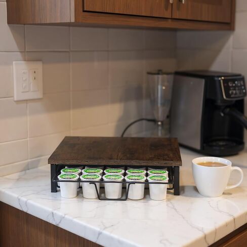 K Cup Holder Organizer, Coffee Pod Drawer Holder Capsule Storage Organizer Single Layer Sliding Storage Drawer, 30 Large Capacity, Home Office Cafe Counter in Saudi Arabia