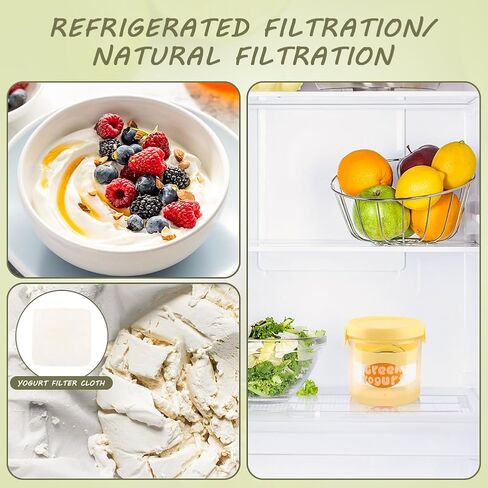 Greek Yogurt Strainer, Ultra Fine Mesh Nylon Yogurt Maker with Pressure Spring, Small Batches Yoghur-t Filter Dry Yogur-t Separator of Thick Creamy Greek Yogur-t, Home Use(COLOR:Yellow) in Saudi Arabia