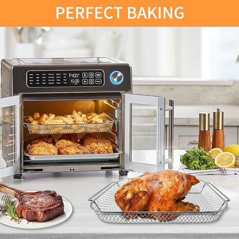 سلة مقلاة هوائية GWY لـ Emeril Lagasse Everyday 360 26 QT مقلاة هوائية كبيرة جدًا، 12.5 بوصة × 10.2 بوصة ملحقات مقلاة هوائية فولاذية قطع غيار رف سلكي in Saudi Arabia
