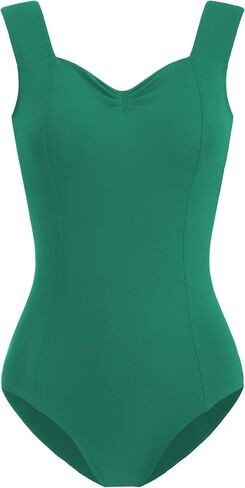 Hroyl Women's Wide Strap Ballet Hoodards ، Tank Leotard مع Princess Neckline Dance Bodysuit أعلى لأداء الجمباز in Saudi Arabia