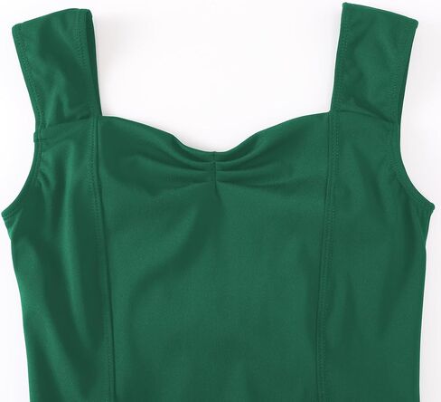 Hroyl Women's Wide Strap Ballet Hoodards ، Tank Leotard مع Princess Neckline Dance Bodysuit أعلى لأداء الجمباز in Saudi Arabia