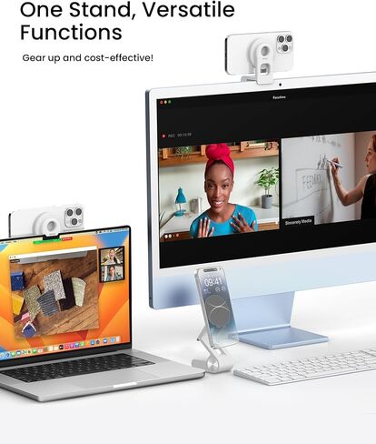 حامل كاميرا SODI المستمر لشاشة سطح المكتب وiMac - حامل كاميرا لجهاز MacBook مع متوافق مع Mag-Safe، قابل للإمالة لعرض المكتب، حامل هاتف مغناطيسي لهاتف iPhone 15/14/13/12 وMac OS Ventura in Saudi Arabia