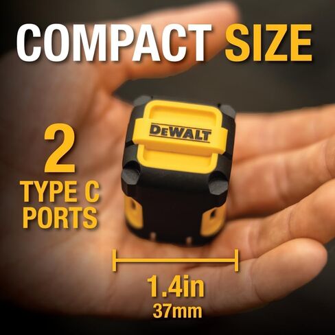 شاحن حائط USB بمنفذين من DEWALT - شاحن موقع العمل NeverBlock - محول تيار متردد مزدوج 5 فولت 2.1 أمبير - مكعب شحن سريع لأجهزة iPhone 14 وAndroid in Kuwait